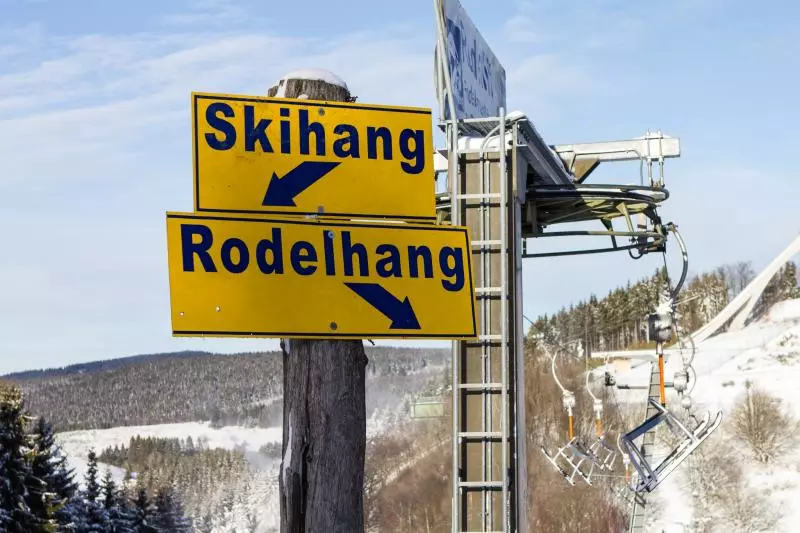 Sledging run in a snow-covered resort