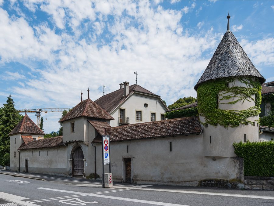 Western fortifications of the Château du Crochetan in Monthey, Switzerland
