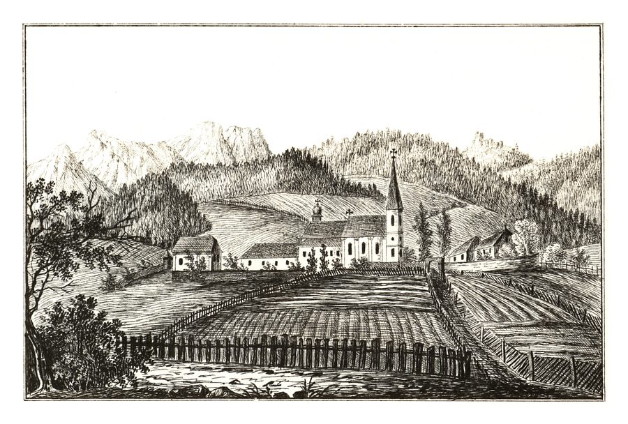 Historische Ansicht von Mariahof in der Steiermark aus dem Jahr 1830