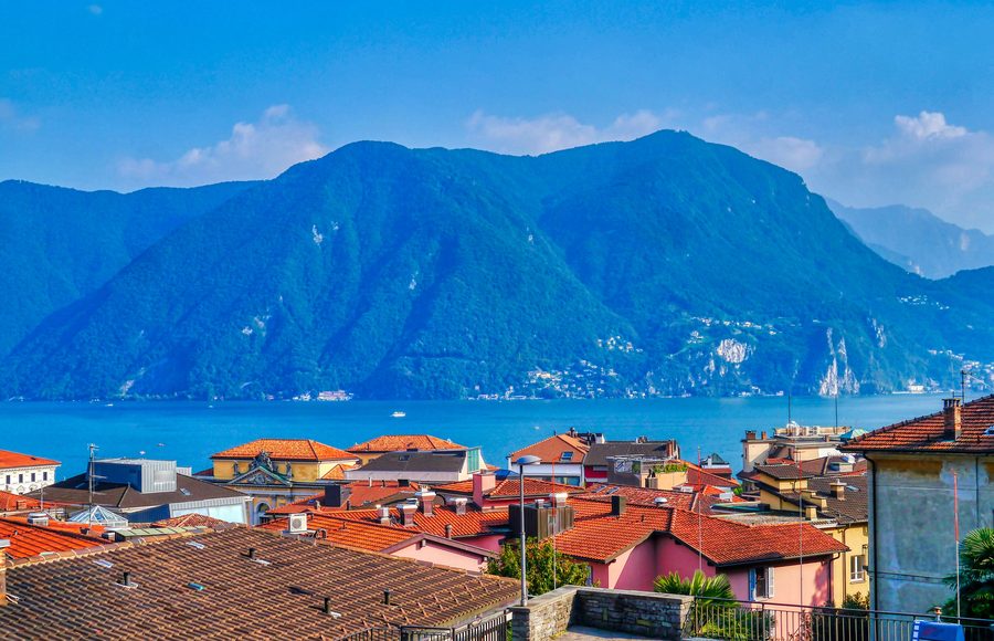 View to Lake Lugano from Lugano, Canton of Ticino, Switzerland