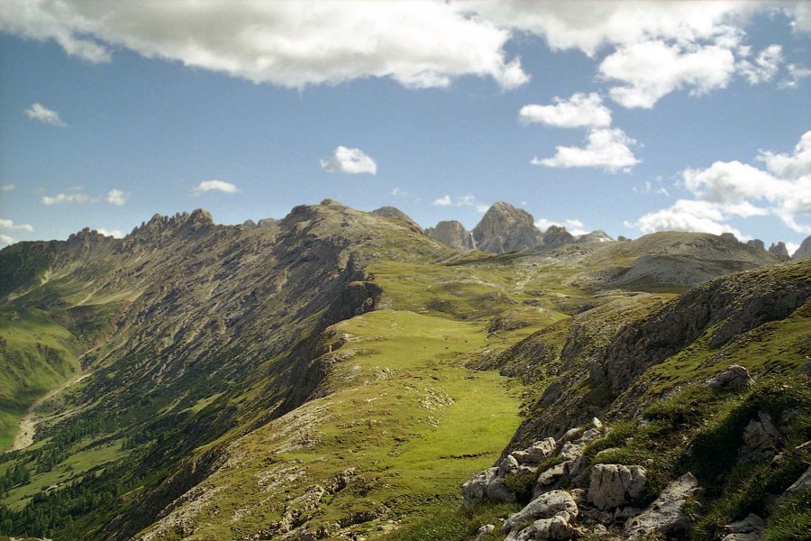 Alpine mountain scenery in Val Gardena and the Seiser Alm