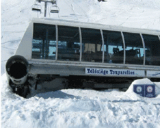 Cauterets chairlift buried under snow